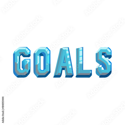 3d shiny blue word goals on a for motivation and success