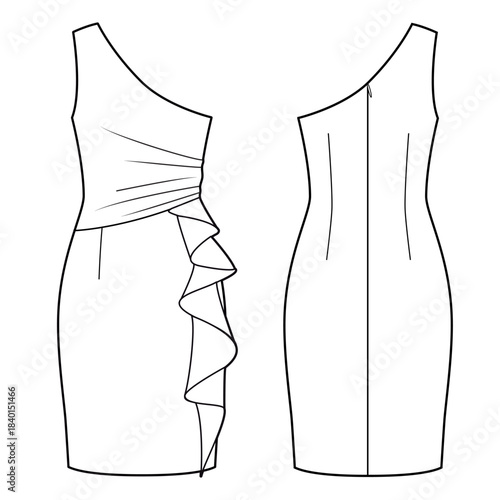 Evening dress with volant on the side