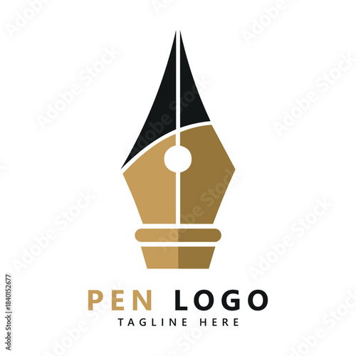 Pen logo icon template. Company writer identity