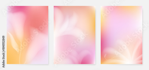 Abstract colorful gradient fruit card background set. Minimalist poster with lemon. Modern summer and spring wallpaper design for drink menu, promotion, beverages, ads.