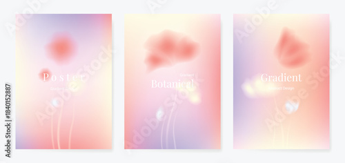 Abstract colorful gradient fruit card background set. Minimalist poster with lemon. Modern summer and spring wallpaper design for drink menu, promotion, beverages, ads.
