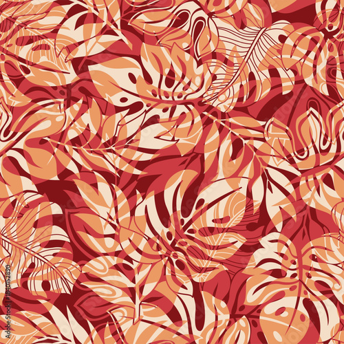 Abstract foliage patchwork vector seamless pattern for summer wear fabric swimwear beach towel swimming suit shirt pareo