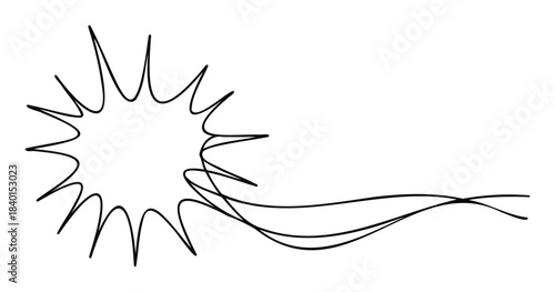 Abstract graphic represents a bold burst or explosion with flowing lines suggesting movement and dynamism, perfect for impact or energy related themes.