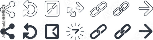 Icon Set For Sharing Refresh Link And Navigation Outline And Solid icons