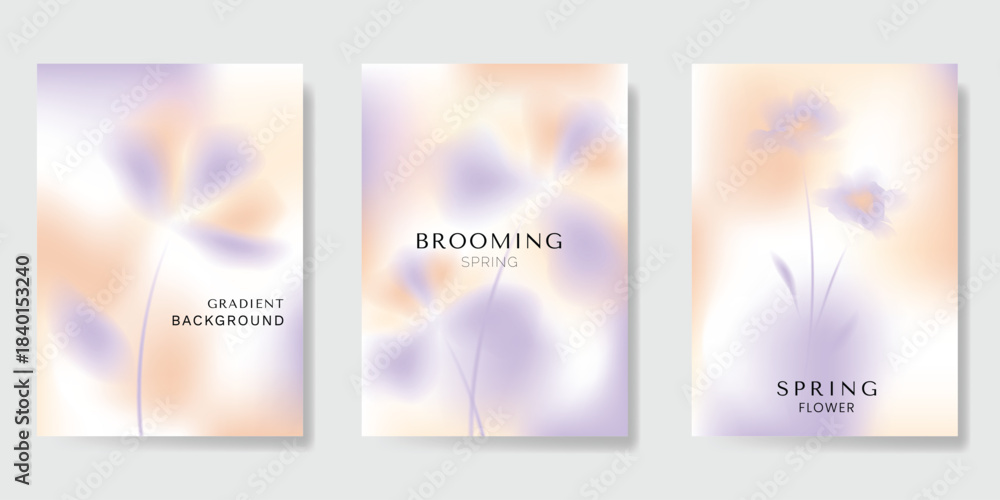 Fototapeta premium Abstract colorful gradient fruit card background set. Minimalist poster with lemon. Modern summer and spring wallpaper design for drink menu, promotion, beverages, ads.