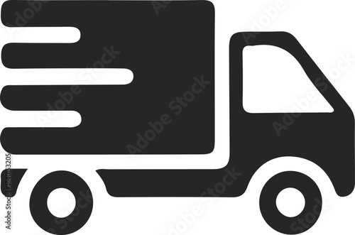 Delivery Truck icon. Black truck icon isolated on white background. Express delivery trucks icon. Fast shipping truck. Cargo vehicle and transportation symbols for logistics, shipping services.