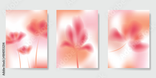 Abstract colorful gradient fruit card background set. Minimalist poster with lemon. Modern summer and spring wallpaper design for drink menu, promotion, beverages, ads.