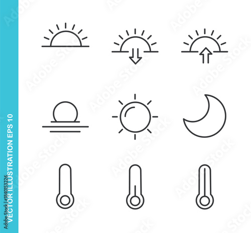 Set of Weather Icons. Thin Line Symbol Elements Collection
