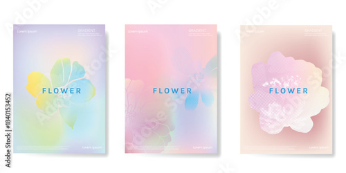 Abstract colorful gradient fruit card background set. Minimalist poster with lemon. Modern summer and spring wallpaper design for drink menu, promotion, beverages, ads.