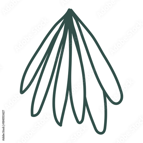 Christmas tree doodle. Hand drawn sketch. Vector illustration, flat design