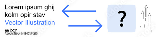 Process optimization, data exchange, workflows, uncertainty, decision-making, information transfer. Two blue arrows point to a question mark and upward arrows. Data exchange and decision-making