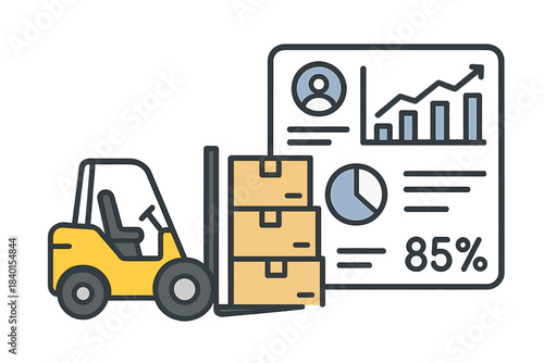 Warehouse logistics management system showing inventory movement and performance metrics dashboard