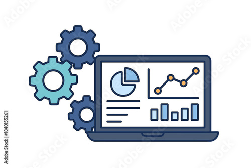 Digital data management and business process optimization displayed on a computer screen