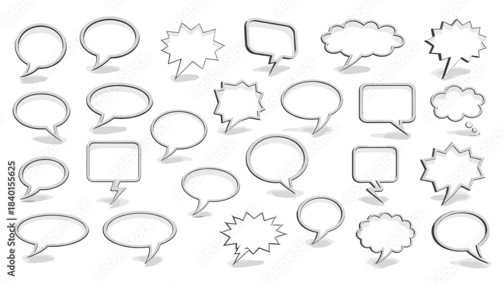 Fototapeta premium Set of various comicstyle speech bubbles for conversation or dialogue