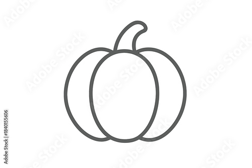 Simple outline drawing of a pumpkin squash vegetable used for Halloween and Thanksgiving seasonal design