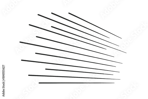 Abstract dynamic speed lines graphic element indicating fast motion and movement on a white background