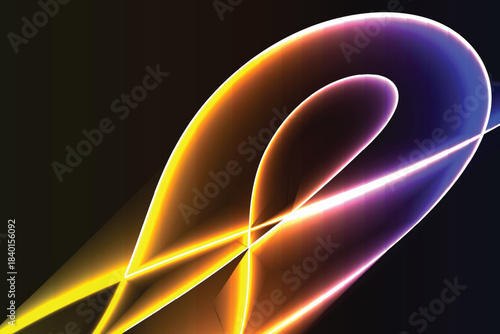 Abstract flowing white light trails against dark gradient background