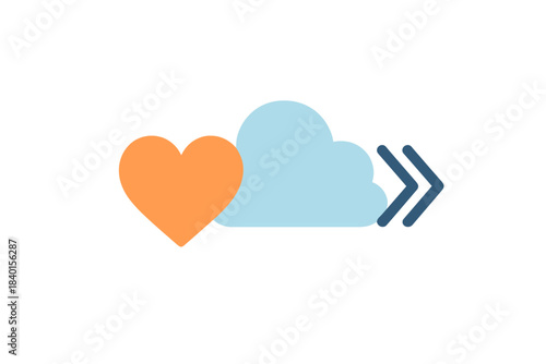 Digital love and cloud computing concept for fast data transfer and content synchronization