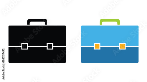 Two briefcases in different colors black and blue side by side