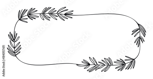 Elegant handdrawn leafy frame with botanical accents for text and graphic overlays, perfect for invitations, announcements, and seasonal promotions.