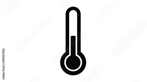 A simple black and white illustration of a classic mercury thermometer icon