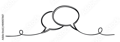Hand drawn speech bubbles connected by a flowing line symbolizing conversation and communication perfect for chat or dialogue representation in web and print media