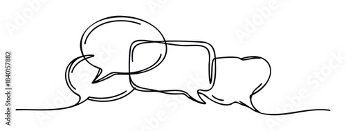 Abstract thought bubbles flow together representing communication ideas and dialogue for online conversations and discussions, perfect for social media and web pages.