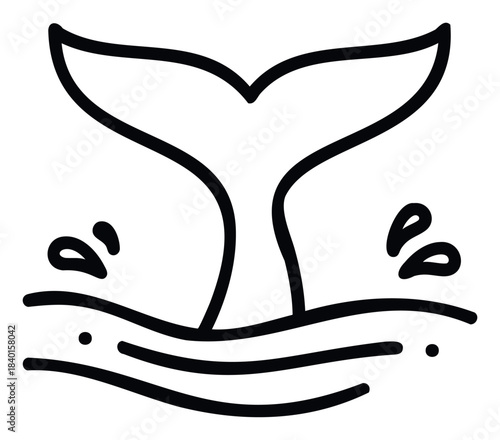 Whale tail splashes in ocean waves symbolizing marine life and aquatic adventure for travel and nature promotions