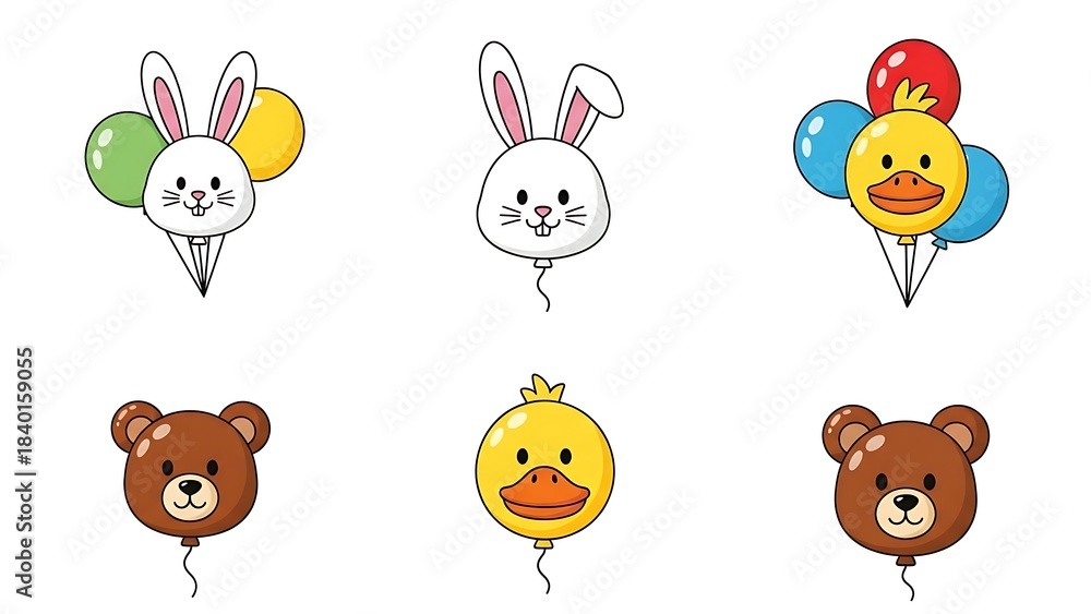 Obraz premium Cartoon animal balloons for celebrations and decorations
