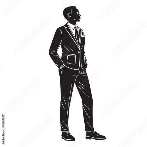 Black social work Silhouette Vector, High Quality Illustration on White Background