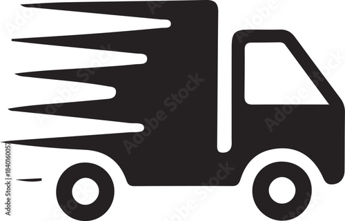 Delivery truck fast shipping service silhouette vector illustration. Delivery Truck icon. Black truck icon isolated on white background. Express delivery trucks icon. Fast shipping truck. 