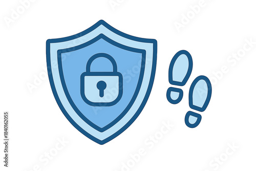 Digital security shield protecting personal data and privacy from tracking footprints