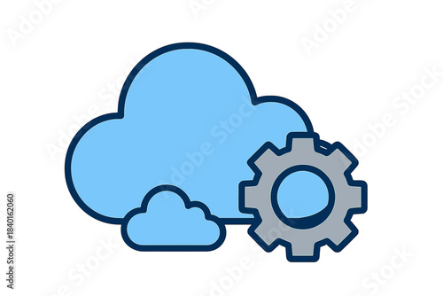 Cloud computing service configuration icon for data storage settings and optimization