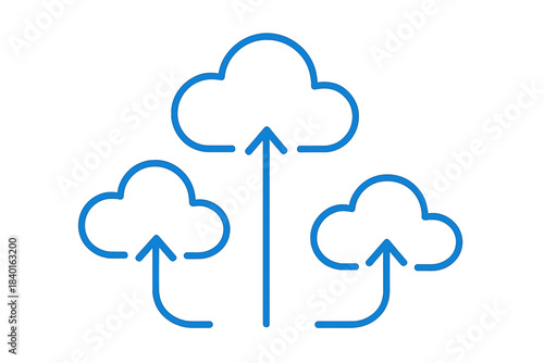 Cloud computing data transfer and synchronization process with multiple upload arrows
