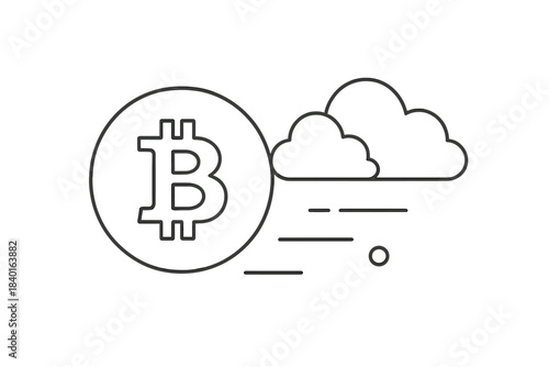 Financial technology concept showing digital currency linked to cloud storage