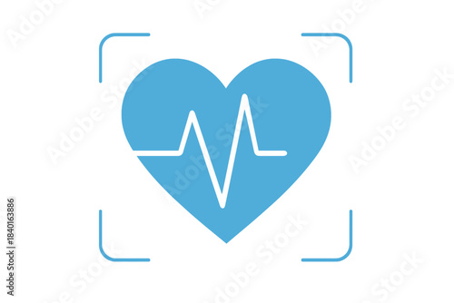 Stylized heart shape containing an electrocardiogram heartbeat rhythm line indicating vital signs monitoring