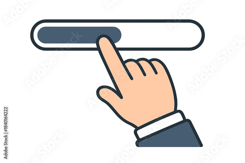 Hand clicking or dragging a progress bar element for loading or adjustment interface