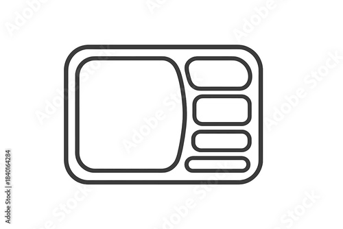 Rectangular divided food tray container used for serving meals in cafeterias