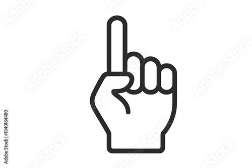 Human hand gesture pointing index finger up, indicating direction, attention, or the one