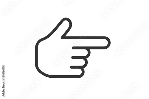 Simple outline icon of a hand pointing right with the index finger extended indicating direction