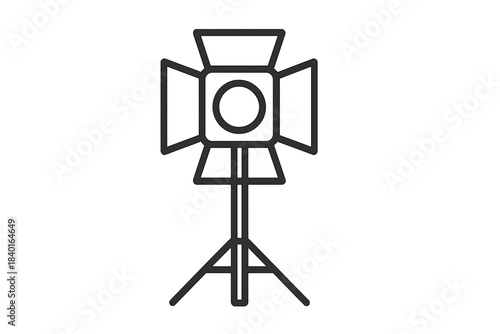 Professional studio spotlight on a tripod stand used for film production and photography