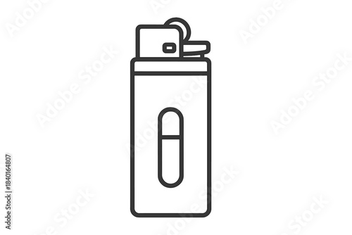 Minimalist black outline of a disposable pocket lighter for igniting fire or gas stoves