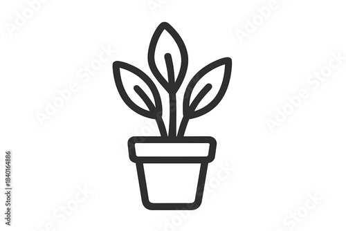 Simple line icon of a small houseplant growing in a flower pot