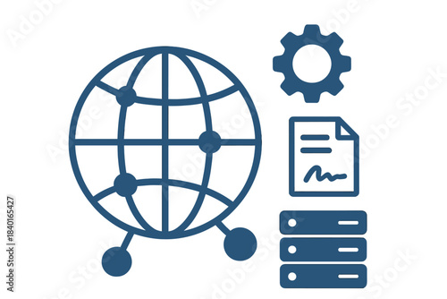 Global network connection, data management, server infrastructure, and system configuration