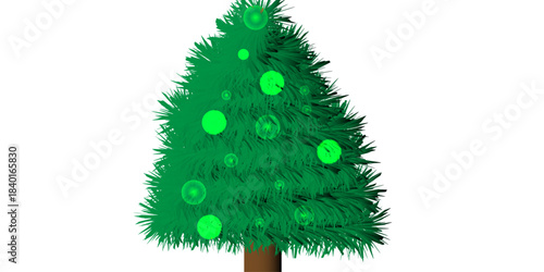 Dense green fir tree, fully grown and Christmas tree with lush green needles on a transparent white background. Lush green evergreen tree, detailed illustration. Green Christmas tree plant pine fir. 