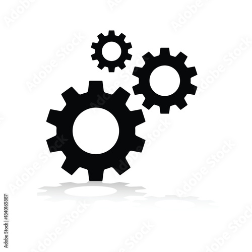 Setting gear icon. Simple vector filled flat settings gear icon.