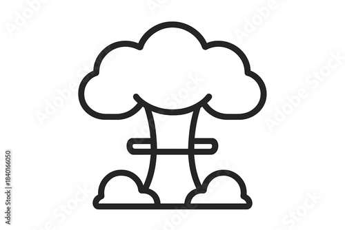 Simple black icon of a nuclear explosion mushroom cloud representing danger and destruction