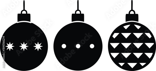  Christmas balls icons in flat design silhouette vector illustration