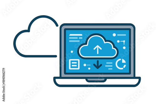 Data synchronization and transfer between cloud storage and laptop computer interface