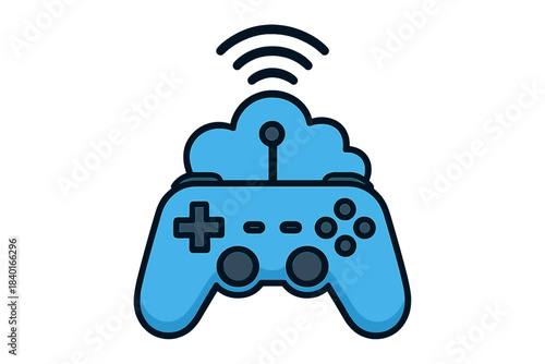 Cloud gaming controller icon symbolizing wireless connection and remote server technology